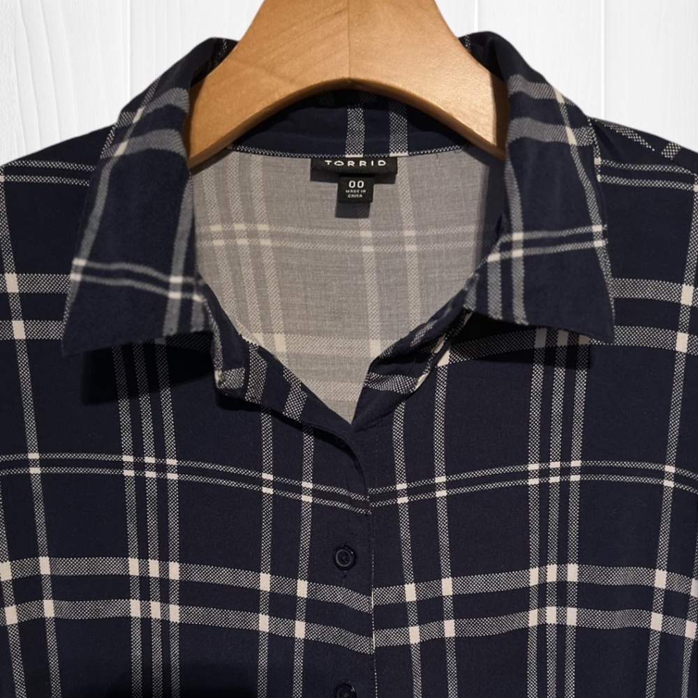 TORRID Navy Plaid Button-Up Dress (M/L) - Picture 6 of 16